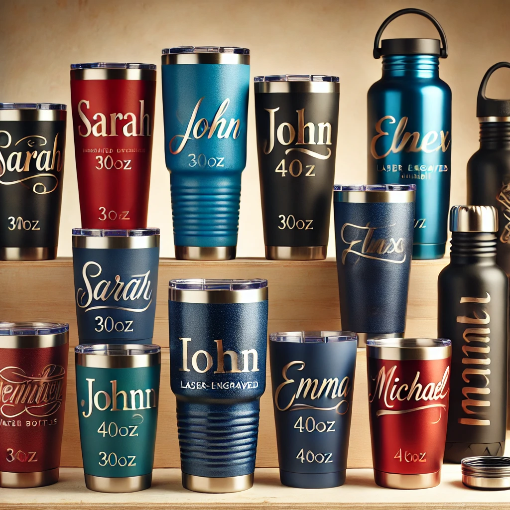 Custom Laser-Engraved Tumblers, Cups, & Water Bottles