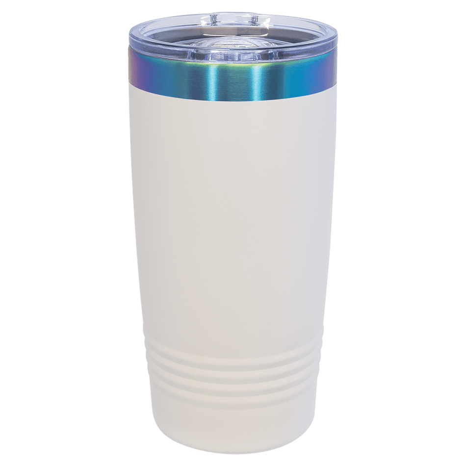 Polar Camel 20 oz. White/Prism ION-Plated Ringneck Tumbler with Slider Lid