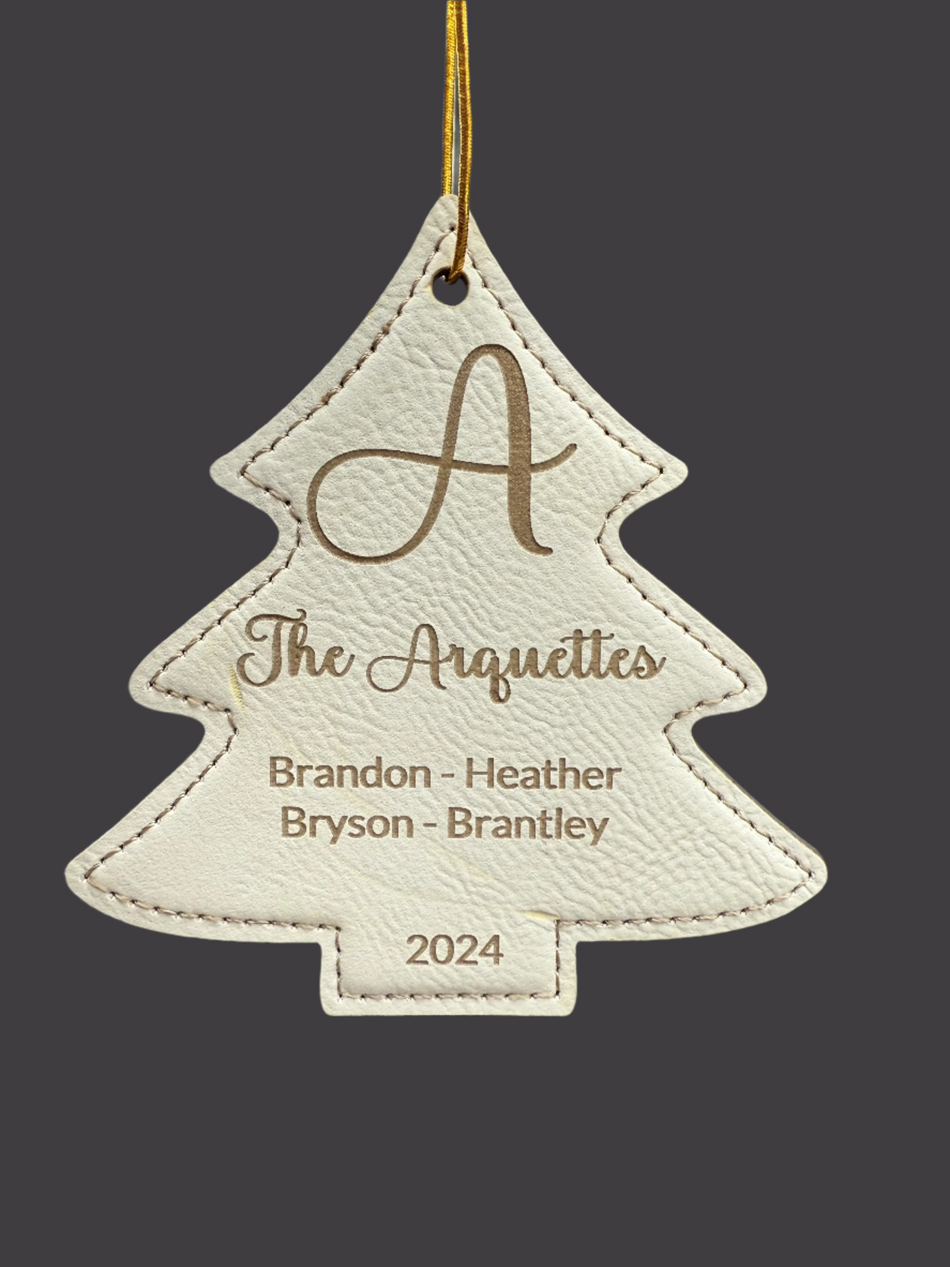 Custom Leather Holiday Tree Ornament