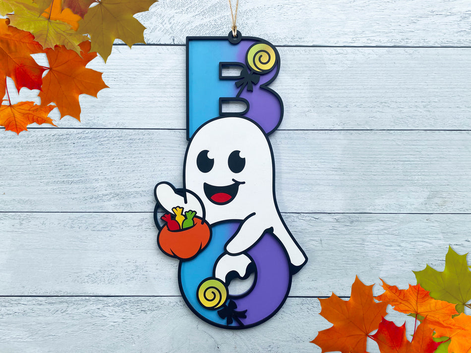 BOO! Candy Ghost Halloween Door Sign