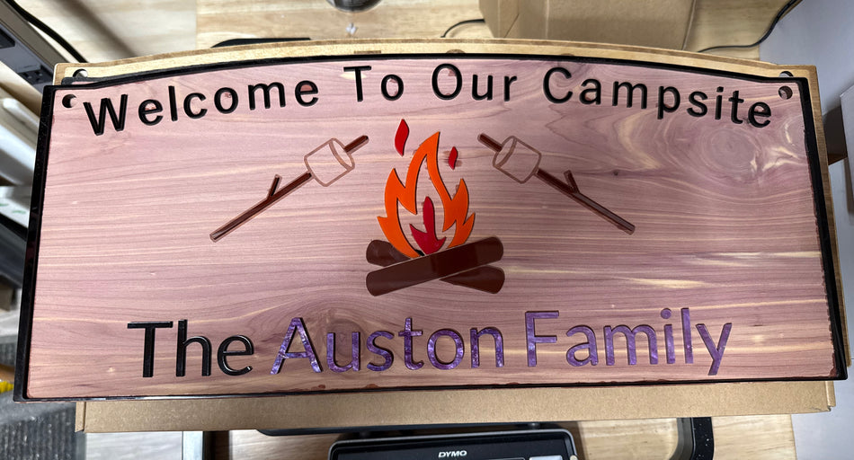 Custom Wooden & Acrylic Campsite Sign