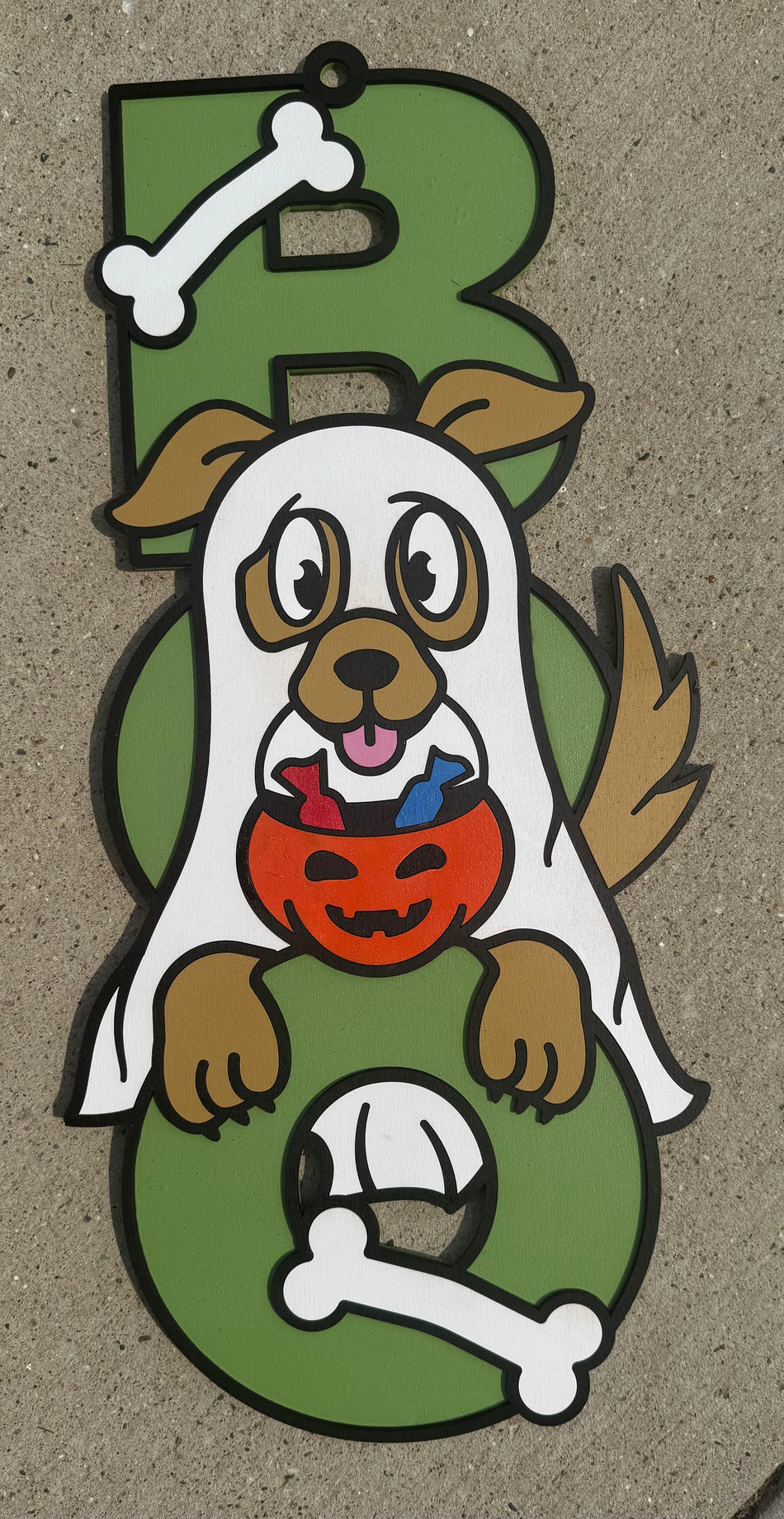 BOO! Trick-or-Treat Pup Halloween Door Sign