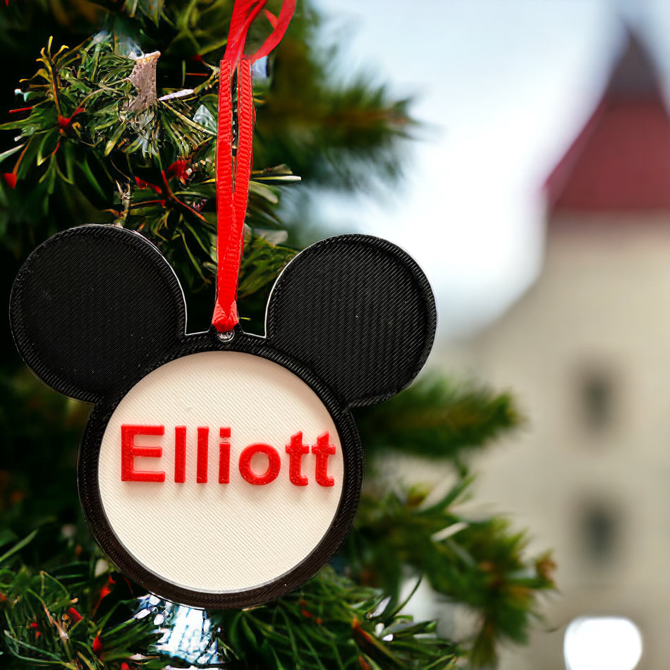 Merry Mickey Ornament - Personalized Name