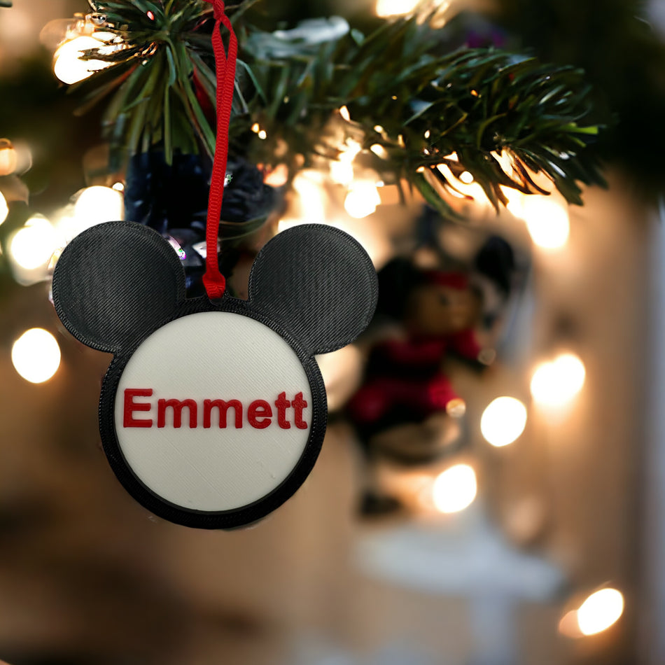 Merry Mickey Ornament - Personalized Name