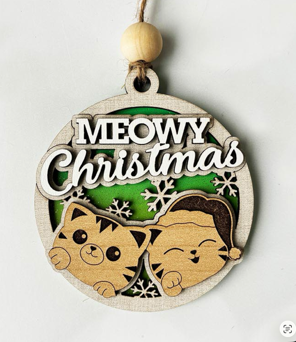 Cute & Pet-Themed Christmas Ornaments – Layered Wood Holiday Decor