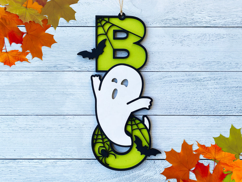 BOO! Spooky Ghost Door Sign